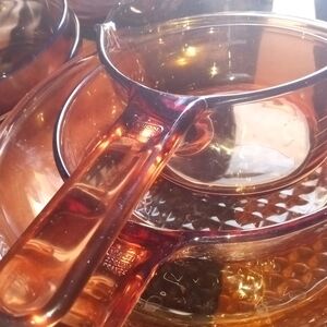 Elegant Amber Glass Serveware Set